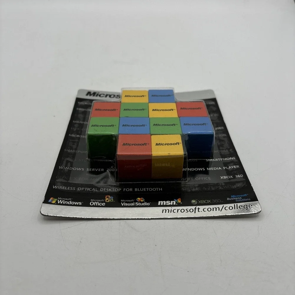 Microsoft Wood‎ Cube Puzzle Advertising Windows colors RYGB unopened